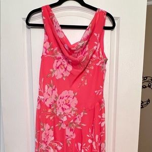 Peach colored dress with flowers